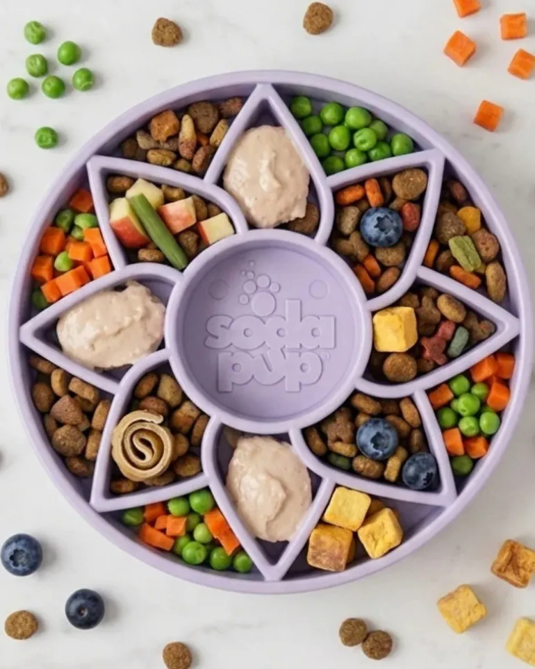 Sunflower Softie eTray Slow Feeder Dog Bowl & Soft Shallow Lick Mat (Made in the USA)