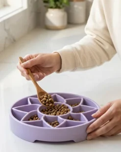 Sunflower Softie eTray Slow Feeder Dog Bowl & Soft Shallow Lick Mat (Made in the USA)