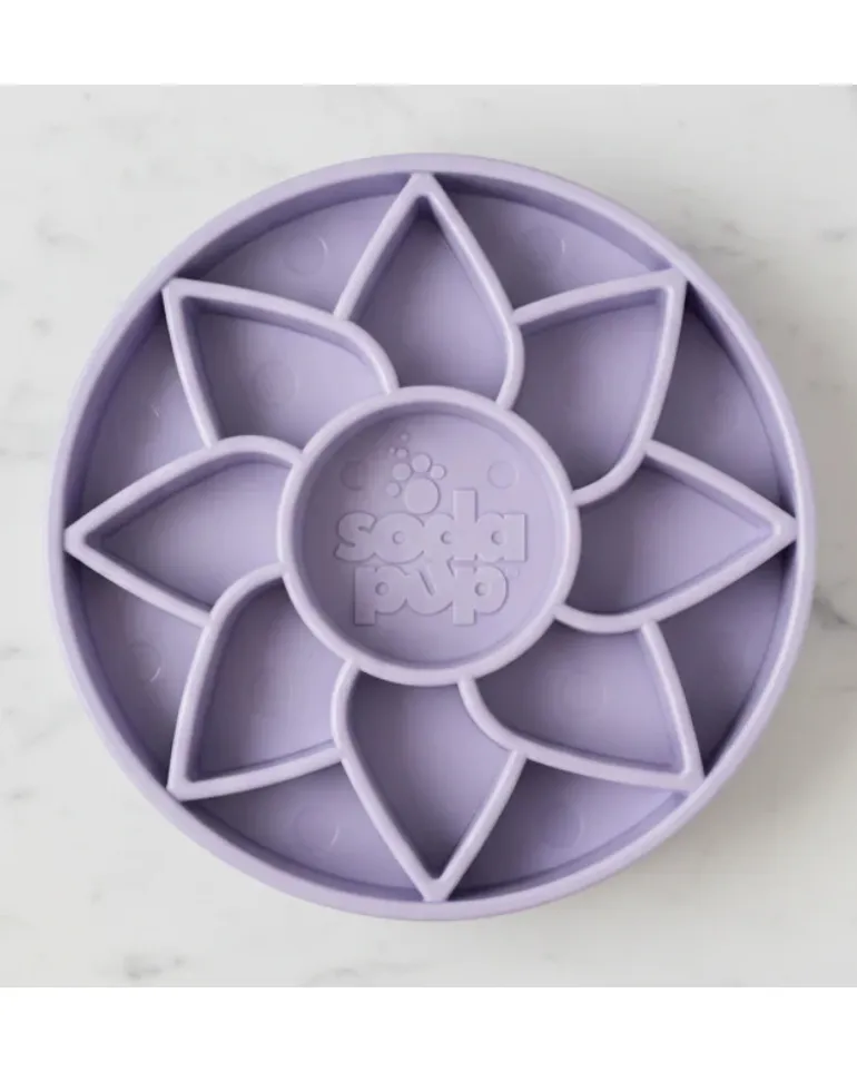 Sunflower Softie eTray Slow Feeder Dog Bowl & Soft Shallow Lick Mat (Made in the USA)