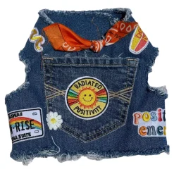 Sunshine Positivity Denim Dog Harness (Made in the USA) (FINAL SALE)
