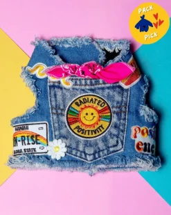 Sunshine Positivity Denim Dog Harness (Made in the USA) (FINAL SALE)