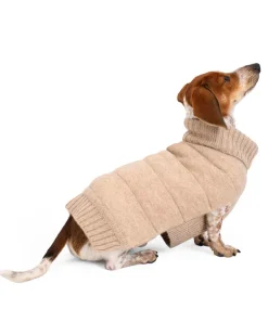The Cashmere Puffer Dog Sweater in Tan