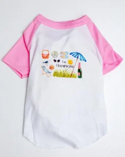 *The Hamptons* Graphic Dog T-Shirt in Rosé Pink