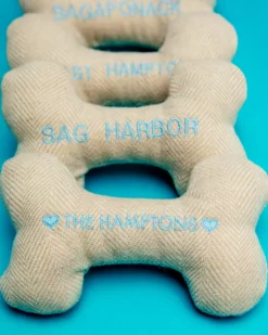 "The Hamptons" Tweed Squeaker Dog Bone Toy (Made in the USA)