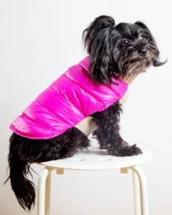 The Puffer Dog Sweater in Tan & Pink