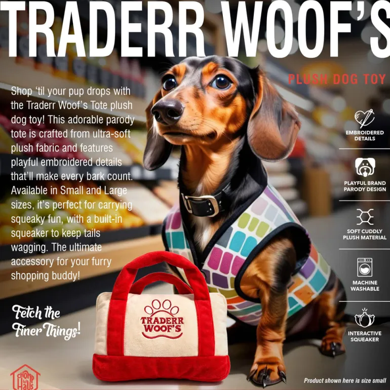Traderr Woof’s Plush Squeaky Dog Toy