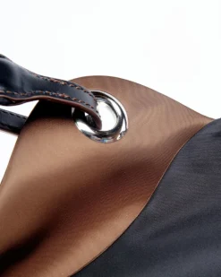 Tulip Reversible Nylon Dog Bag in Black + Chocolate (Made in Italy)