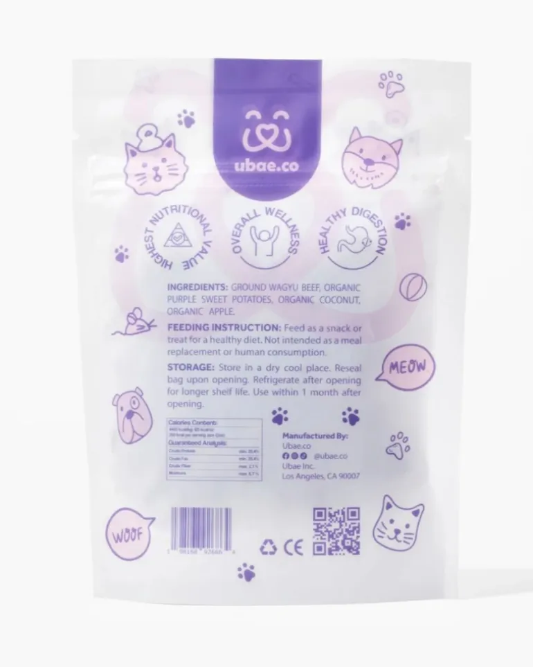 Ube Sweet Potato & Wagyu Beef Bites for Dogs & Cats (Made in the USA)