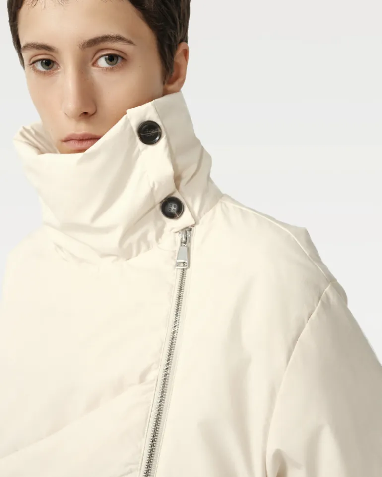 Unisex Asymmetric Puffer Jacket with Built-In Kangaroo Dog Pouch Carrier