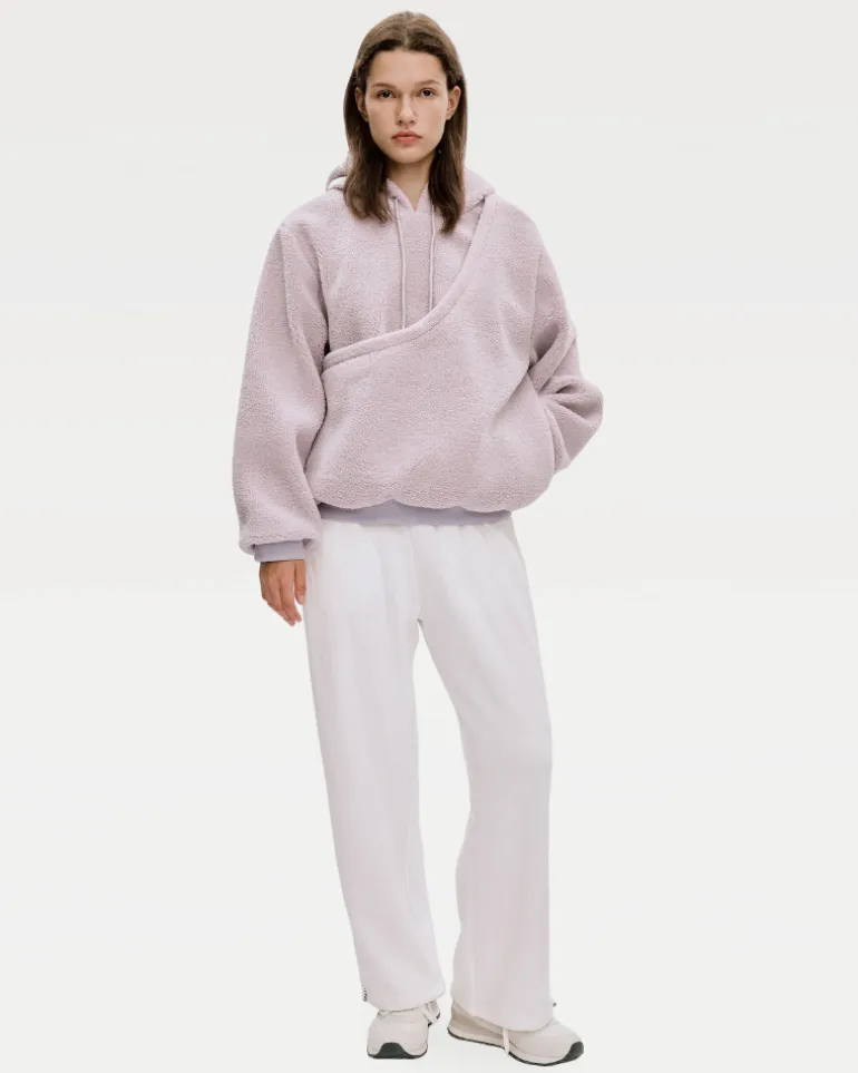 Unisex Fleece Hoodie with Built-In Kangaroo Pouch Dog Carrier in Lavender