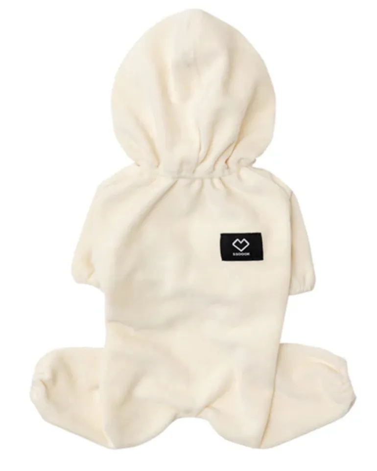 Velour Coverall Onesie for Dogs - French Bulldog Fit (in Ivory, or Black)