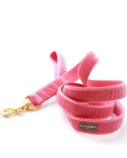 Velvet Dog Leash Primrose Pink (Made in the USA) (FINAL SALE