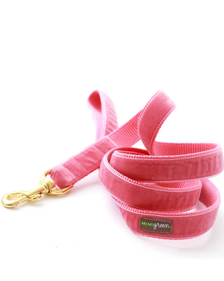 Velvet Dog Leash Primrose Pink (Made in the USA) (FINAL SALE