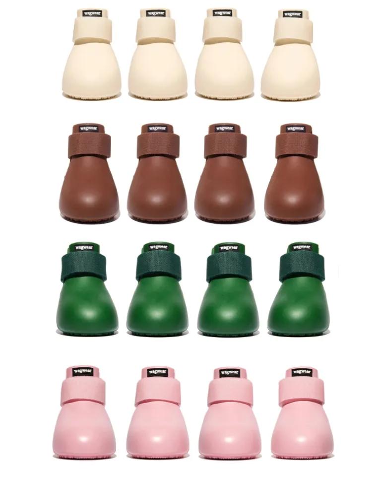 WagWellies Waterproof Dog Boots (in Green, Yellow, Pink, or Bone)