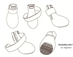 WagWellies Waterproof Dog Boots (in Green, Yellow, Pink, or Bone)