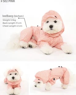 Waterproof Check Rain Coverall for Dogs