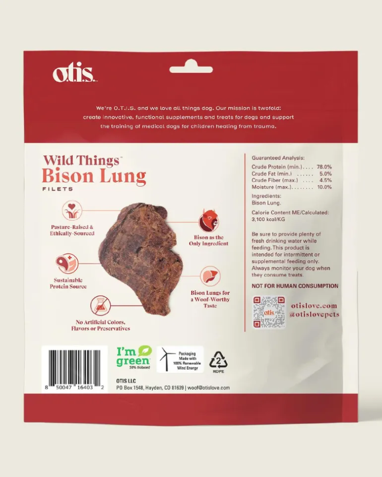 Wild Things Bison Lung Filets Dog Treat