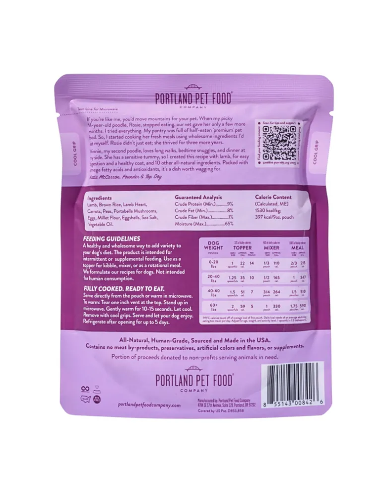 Winnie's Lamb N' Rice Meal Pouch for Dogs (Made in the USA)